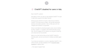 ChatGPt bloccato in Italia